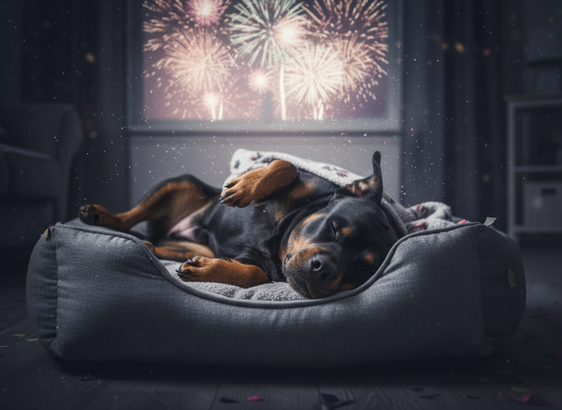 The same situational scenario, dog relaxed and settled