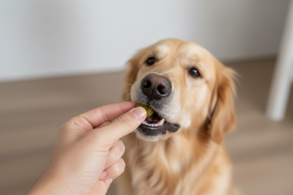 Giving the snack by hand